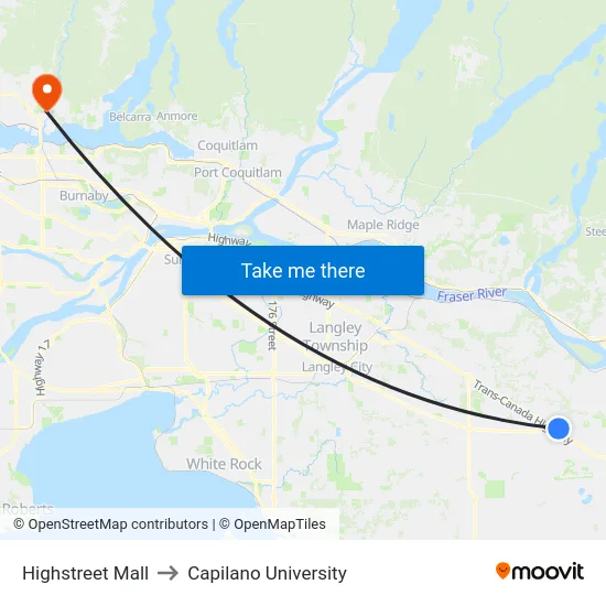 Highstreet Mall to Capilano University map