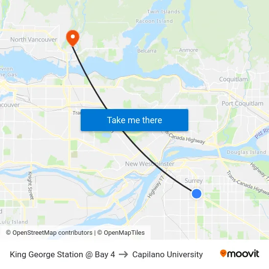 King George Station @ Bay 4 to Capilano University map