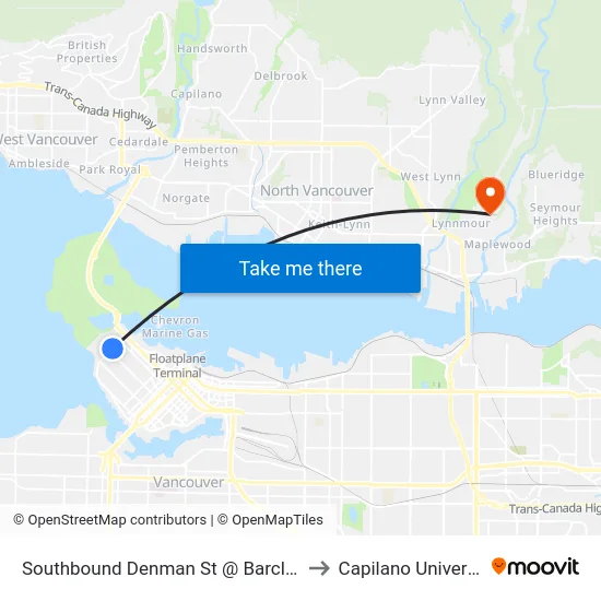 Southbound Denman St @ Barclay St to Capilano University map