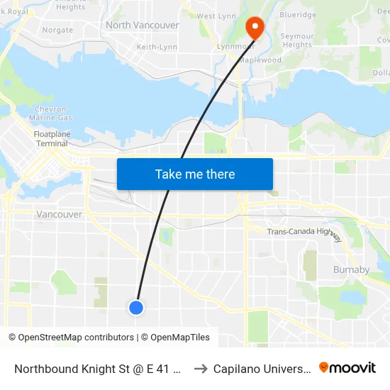 Northbound Knight St @ E 41 Ave to Capilano University map