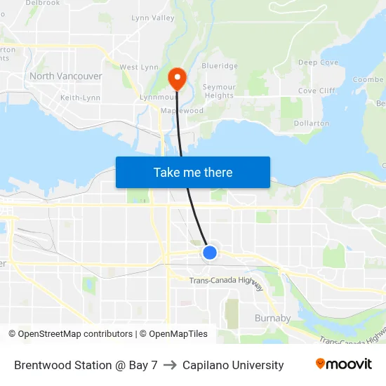 Brentwood Station @ Bay 7 to Capilano University map