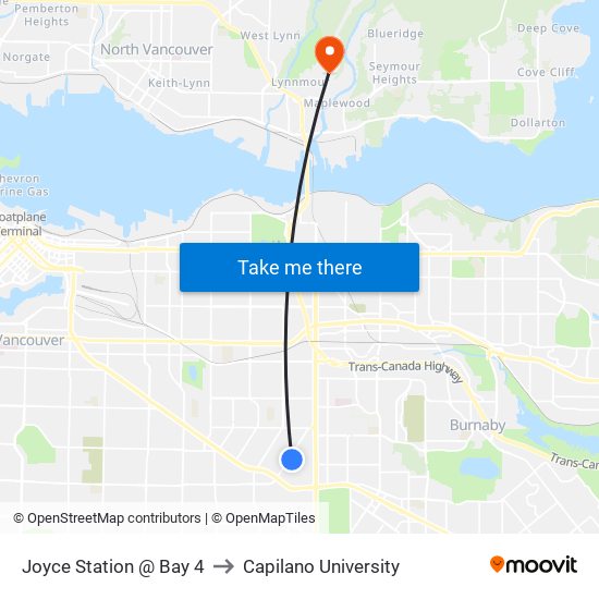 Joyce Station @ Bay 4 to Capilano University map