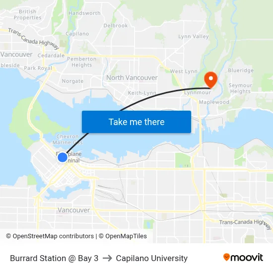 Burrard Station @ Bay 3 to Capilano University map