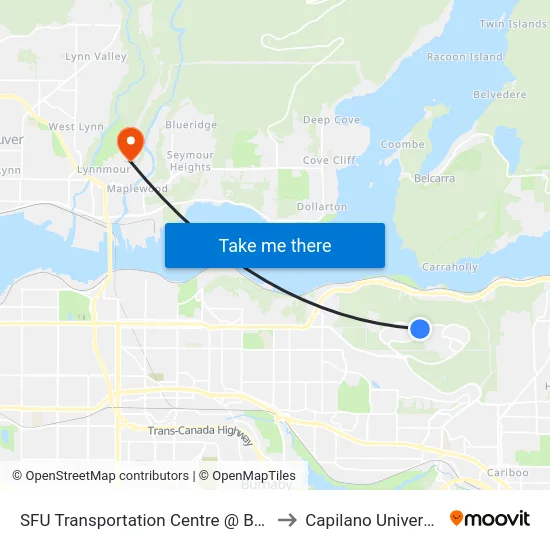 SFU Transportation Centre @ Bay 2 to Capilano University map
