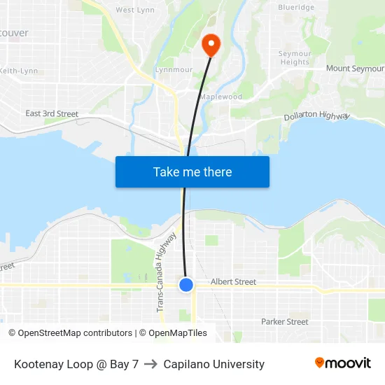 Kootenay Loop @ Bay 7 to Capilano University map
