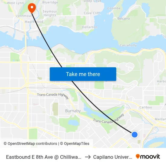 Eastbound E 8th Ave @ Chilliwack St to Capilano University map