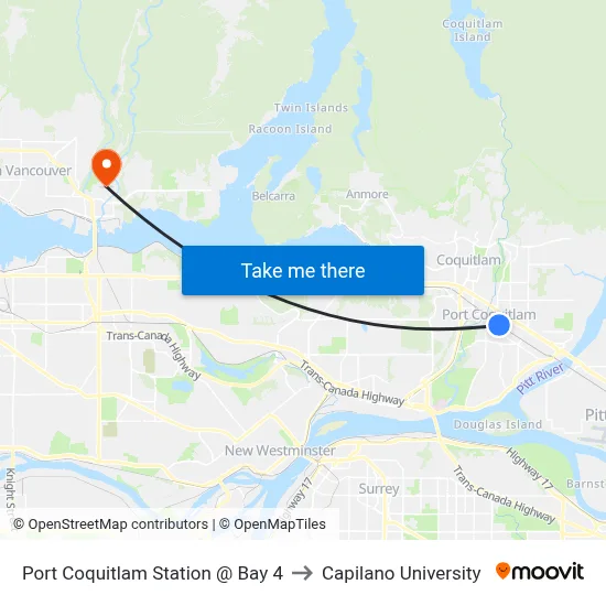 Port Coquitlam Station @ Bay 4 to Capilano University map