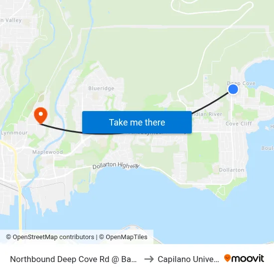 Northbound Deep Cove Rd @ Badger Rd to Capilano University map