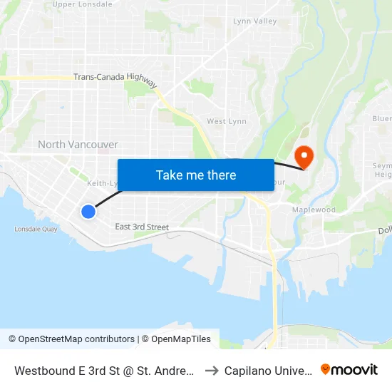 Westbound E 3rd St @ St. Andrews Ave to Capilano University map