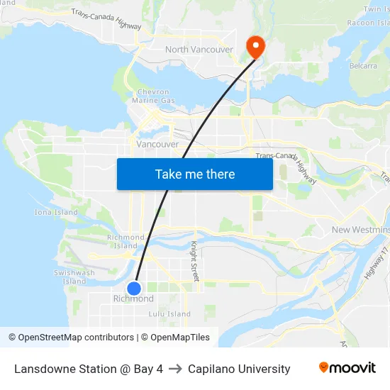 Lansdowne Station @ Bay 4 to Capilano University map