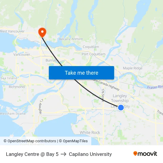 Langley Centre @ Bay 5 to Capilano University map