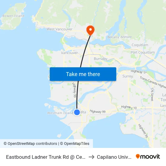 Eastbound Ladner Trunk Rd @ Central Ave to Capilano University map