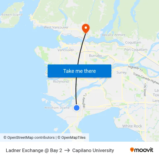 Ladner Exchange @ Bay 2 to Capilano University map
