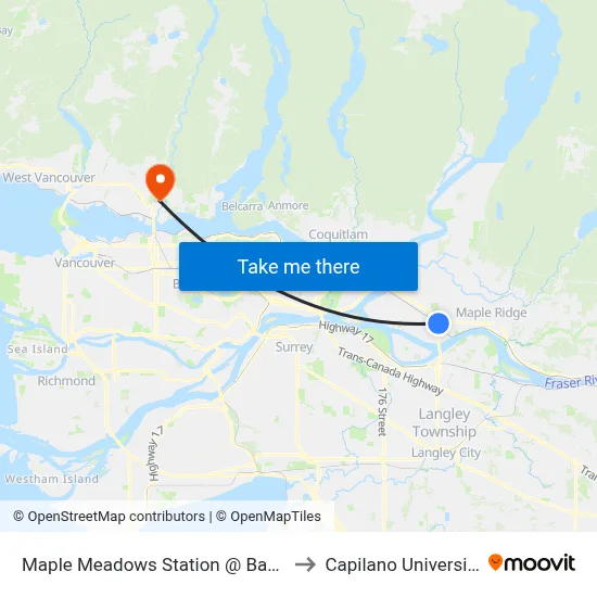Maple Meadows Station @ Bay 3 to Capilano University map