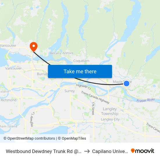 Westbound Dewdney Trunk Rd @ 232 St to Capilano University map