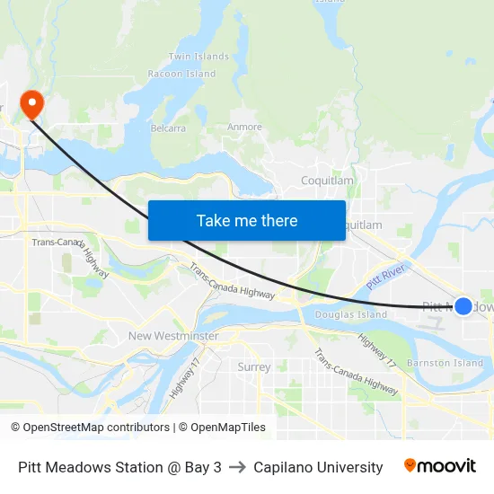 Pitt Meadows Station @ Bay 3 to Capilano University map