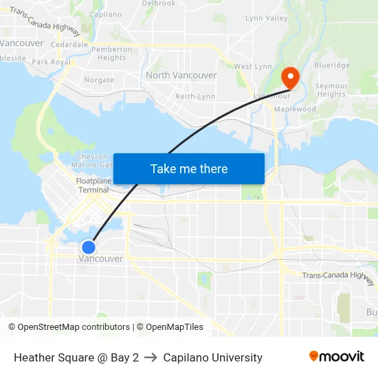 Heather Square @ Bay 2 to Capilano University map