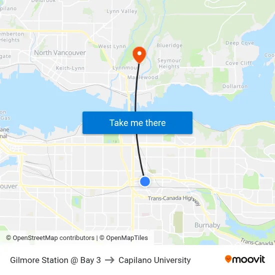 Gilmore Station @ Bay 3 to Capilano University map