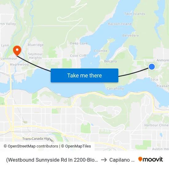 (Westbound Sunnyside Rd In 2200-Block Area) @ 2200 Block (Flag) to Capilano University map