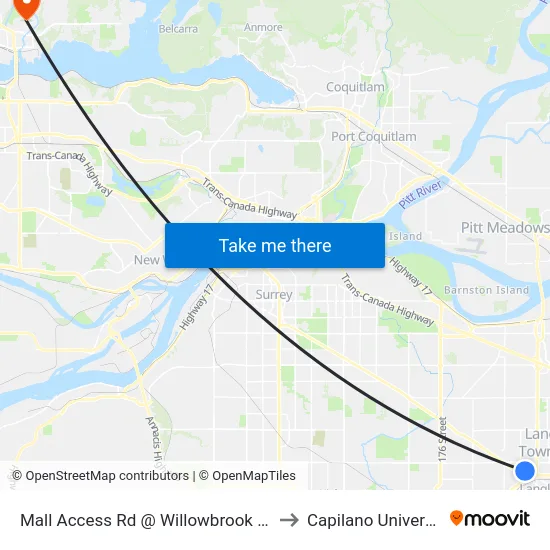 Mall Access Rd @ Willowbrook Mall to Capilano University map