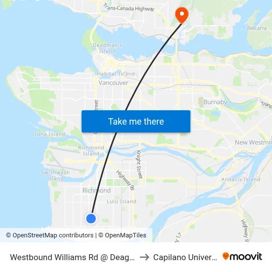 Westbound Williams Rd @ Deagle Rd to Capilano University map