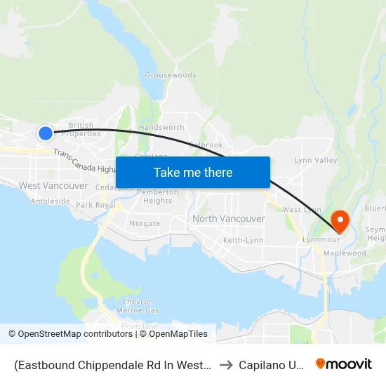 (Eastbound Chippendale Rd In Westhill Dr Area) (Flag) to Capilano University map