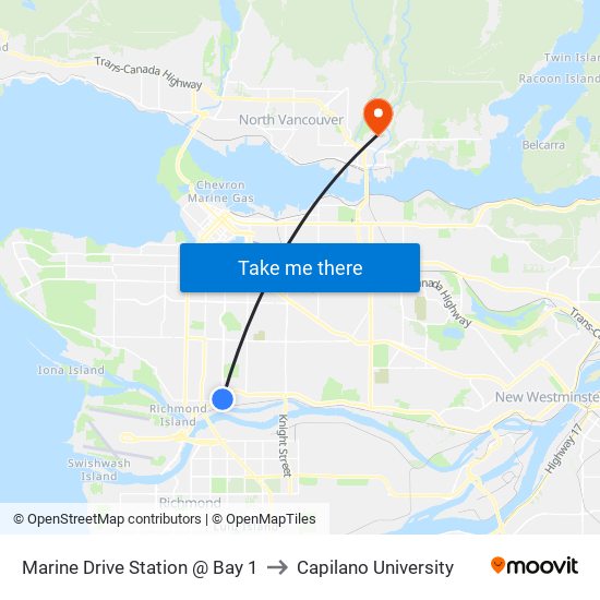 Marine Drive Station @ Bay 1 to Capilano University map