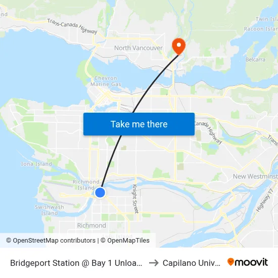 Bridgeport Station @ Bay 1 Unloading Only to Capilano University map