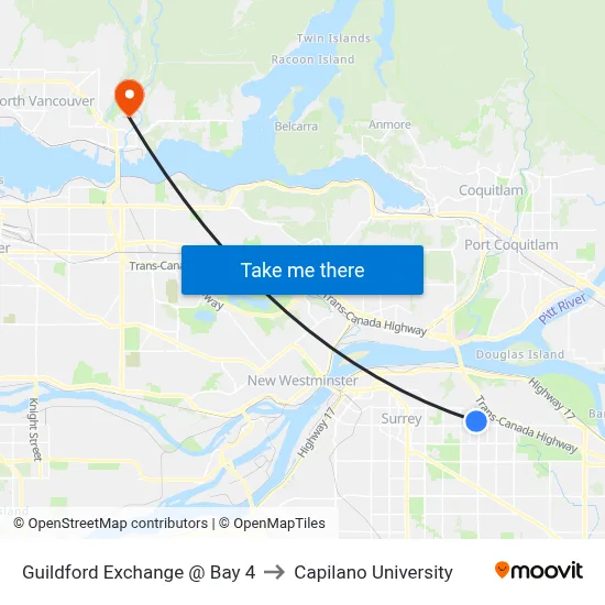 Guildford Exchange @ Bay 4 to Capilano University map