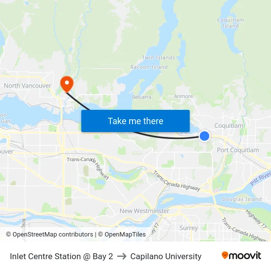 Inlet Centre Station @ Bay 2 to Capilano University map