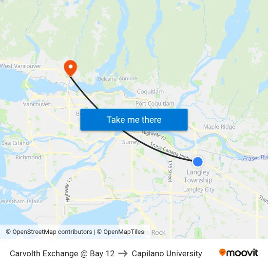 Carvolth Exchange @ Bay 12 to Capilano University map