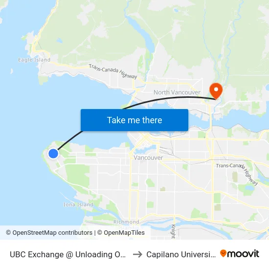 UBC Exchange @ Unloading Only to Capilano University map