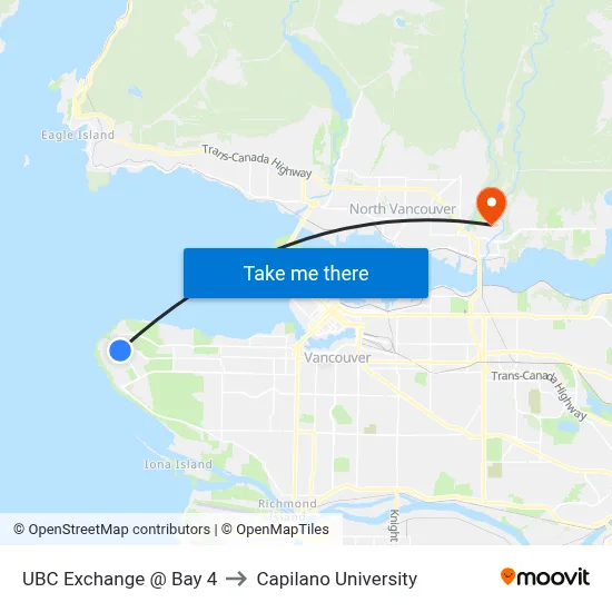 UBC Exchange @ Bay 4 to Capilano University map