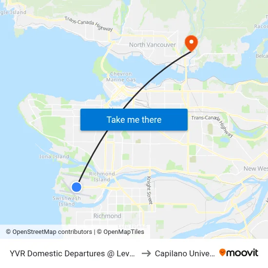 YVR Domestic Departures @ Level Three to Capilano University map