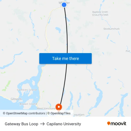 Gateway Bus Loop to Capilano University map
