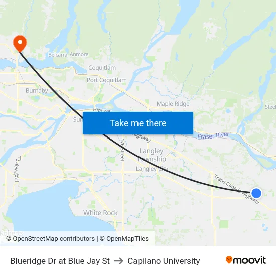 Blueridge Dr at Blue Jay St to Capilano University map