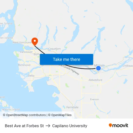 Best Ave at Forbes St to Capilano University map