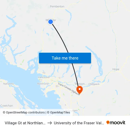 Village Gt at Northlands to University of the Fraser Valley map
