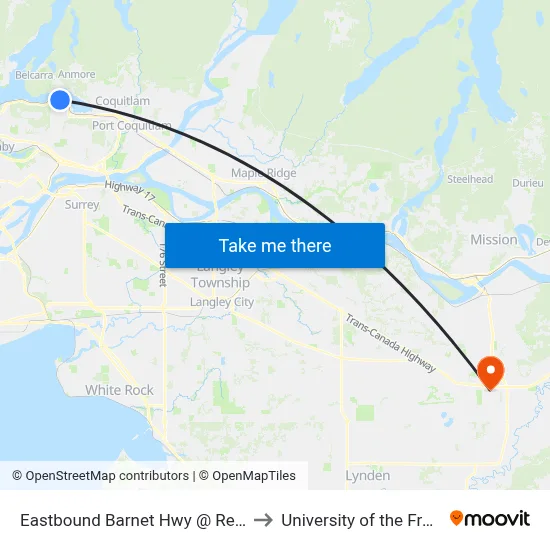 Eastbound Barnet Hwy @ Reed Point Way to University of the Fraser Valley map