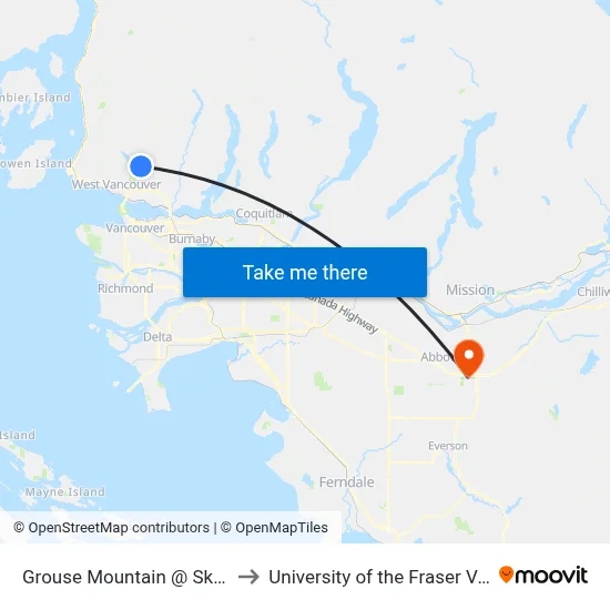 Grouse Mountain @ Skyride to University of the Fraser Valley map