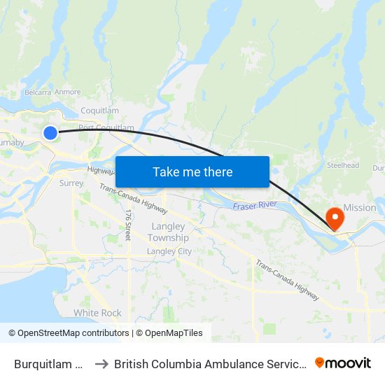 Burquitlam Station to British Columbia Ambulance Service Station 215 map