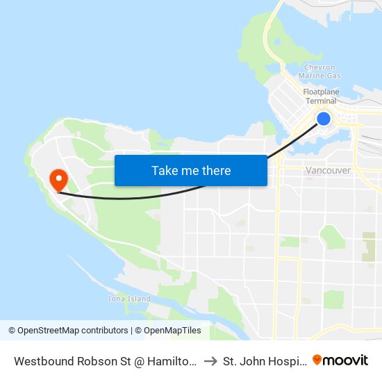 Westbound Robson St @ Hamilton St to St. John Hospice map