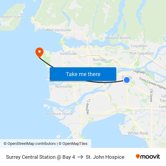 Surrey Central Station @ Bay 4 to St. John Hospice map