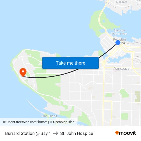 Burrard Station @ Bay 1 to St. John Hospice map