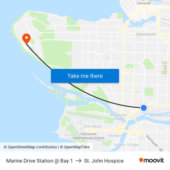 Marine Drive Station @ Bay 1 to St. John Hospice map