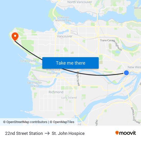 22nd Street Station to St. John Hospice map