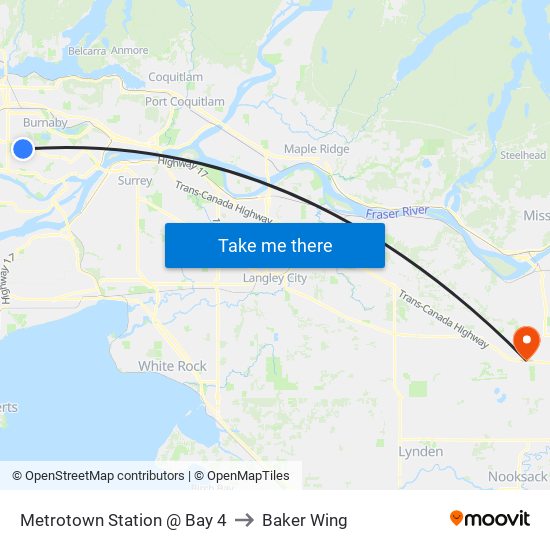 Metrotown Station @ Bay 4 to Baker Wing map