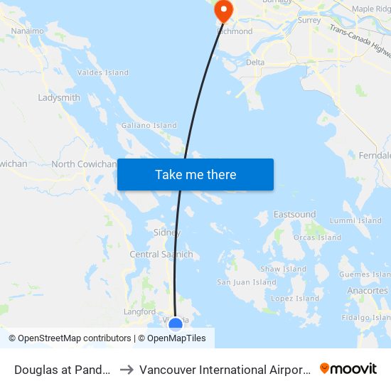 Douglas at Pandora - City Hall to Vancouver International Airport - Domestic Terminal map