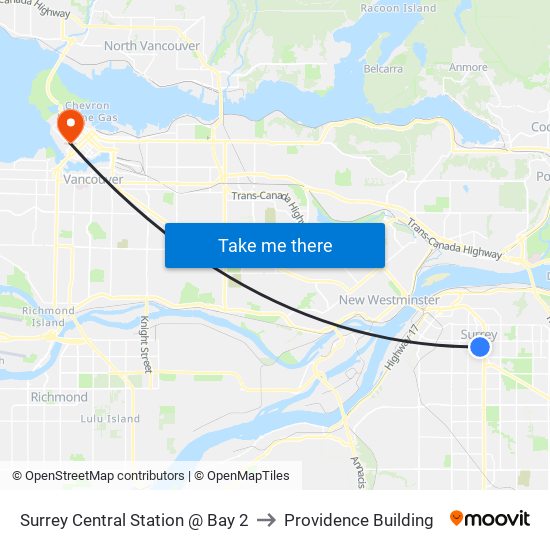 Surrey Central Station @ Bay 2 to Providence Building map