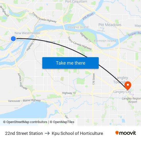 22nd Street Station to Kpu School of Horticulture map